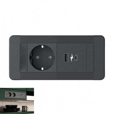 Χωνευτό Πολύπριζο Επίπλου Σούκο με USB & USB type C 14524D Χωνευτό Πολύπριζο Επίπλου Σούκο με USB & USB type C 14524D